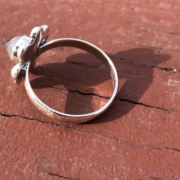 NWT FLASHY OPAL 925 STERLING SILVER RING, SIZE 8 - Picture 3 of 6